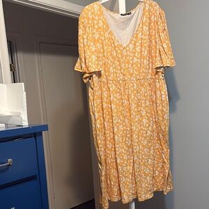 Floral Yellow Midi Dress
